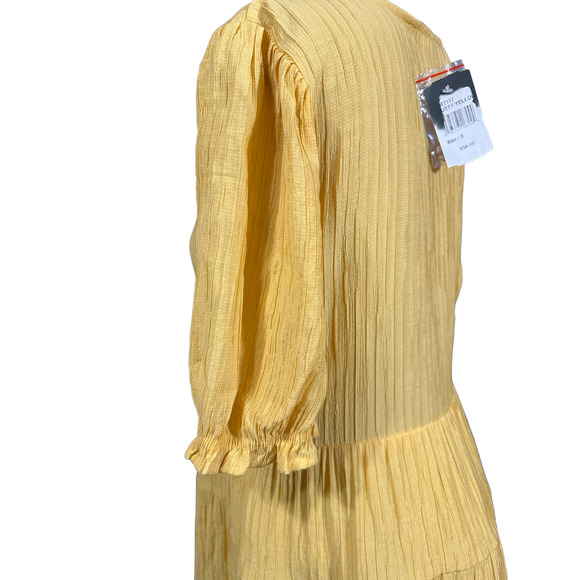 Blue Pepper Yellow cotton Women Tiered With Buttons Dress Size S NWT - Picture 4 of 9